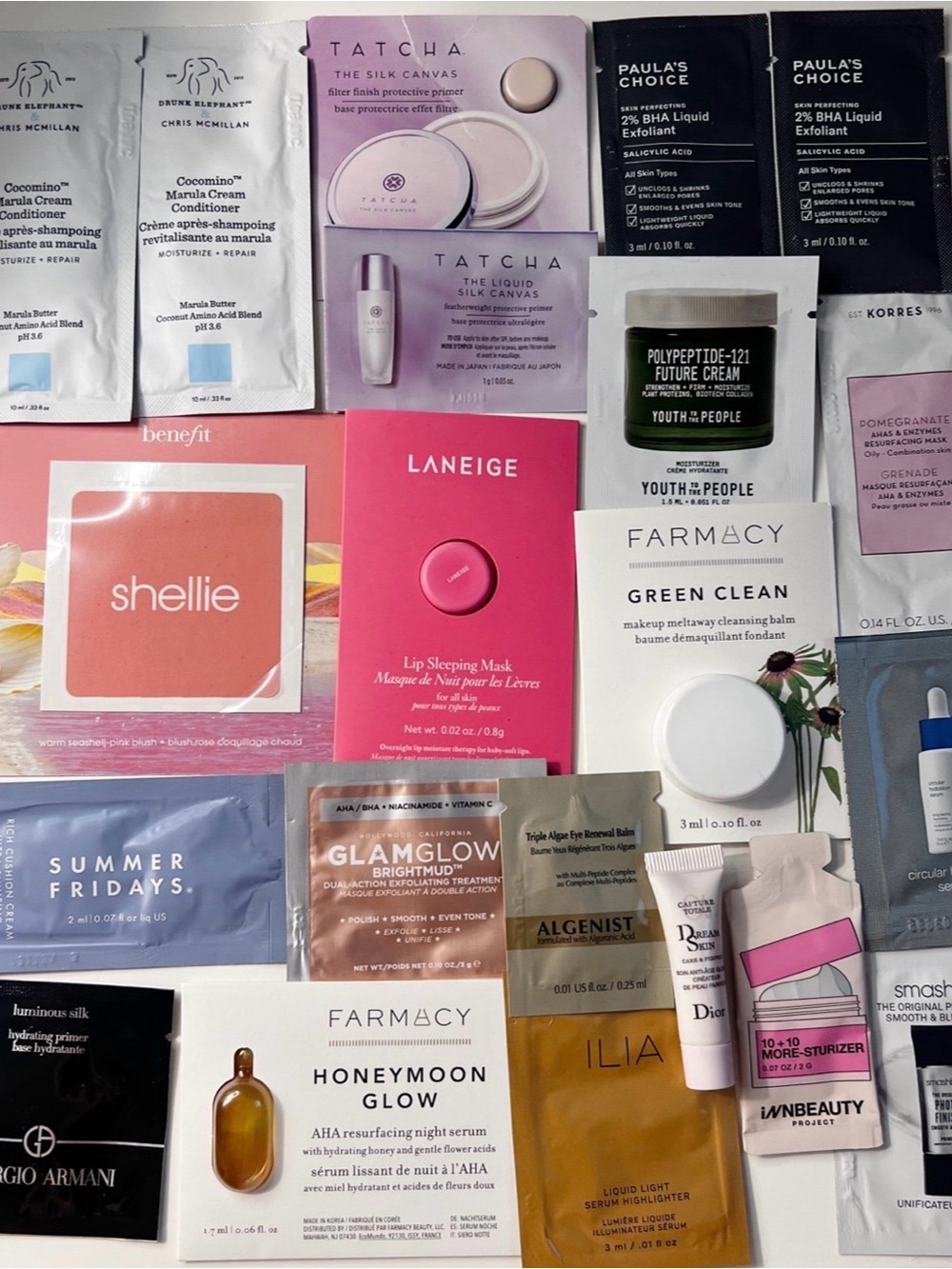 Bundle of 20+ Skincare & Beauty Samples – Drunk Elephant, Tatcha, Paula’s Choice